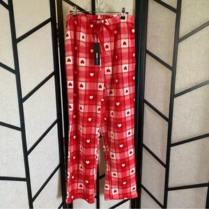 Fashion Nova Red Plaid Heart Pajama Pants